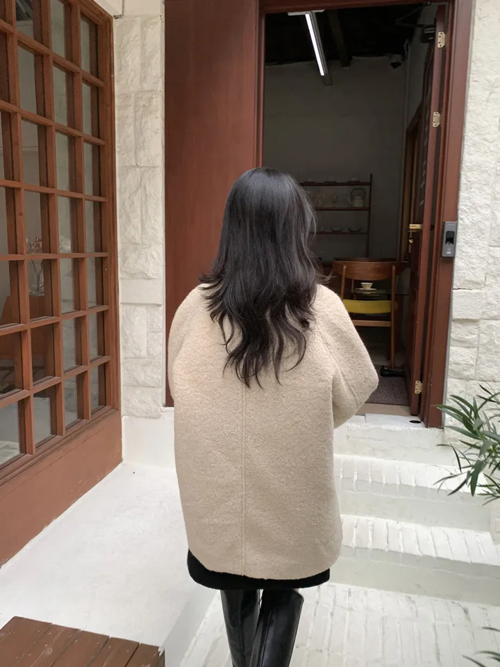 [안감누빔]테이퍼 부클 하프코트*베이지 당일발송 상세 이미지 13