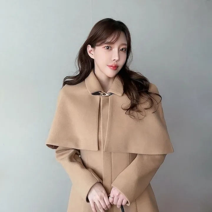 *탈부착가능* 케이프 망토 플레어 롱코트 (2color) / 하객룩 데이트룩 오피스룩 면접룩 상견례룩 파티룩 연말룩 데일리룩 상세 이미지 2