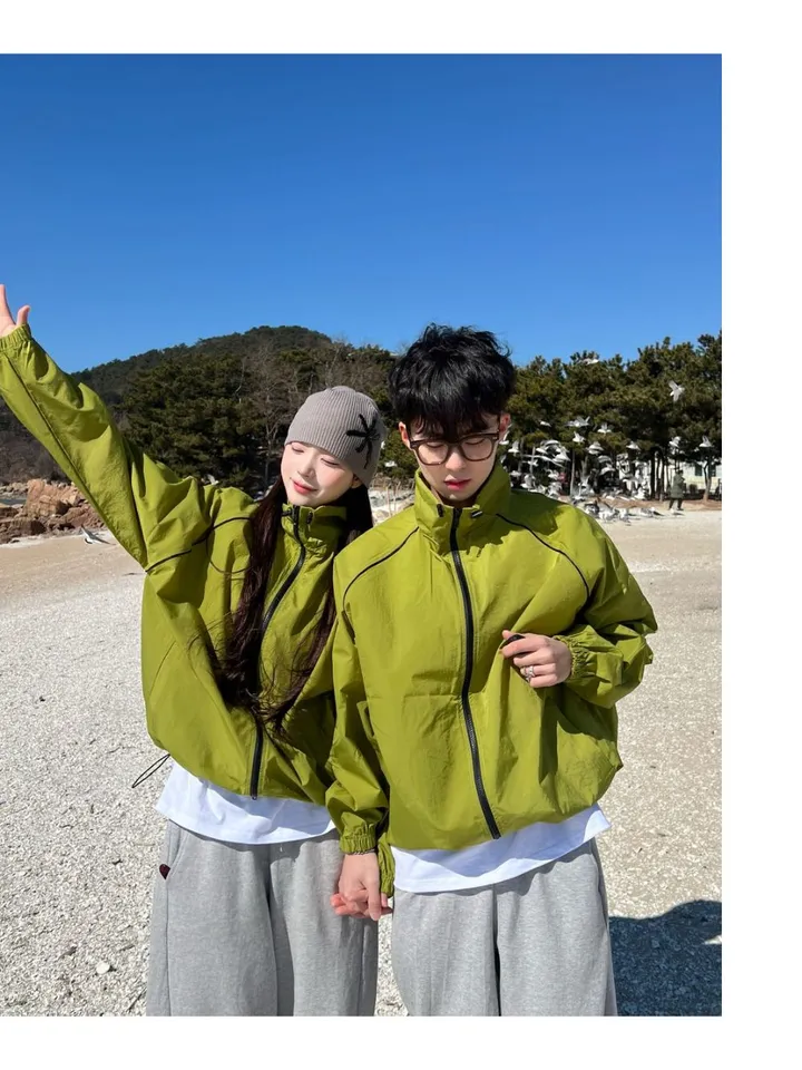 UNISEX [SS/하이넥] 래시 윈드러너 자켓 바람막이 점퍼 오버핏 커플 커플룩 시밀러룩 벌룬 와이드 트레이닝 팬츠 커플 커플룩 시밀러룩 여행 데이트 상세 이미지 7