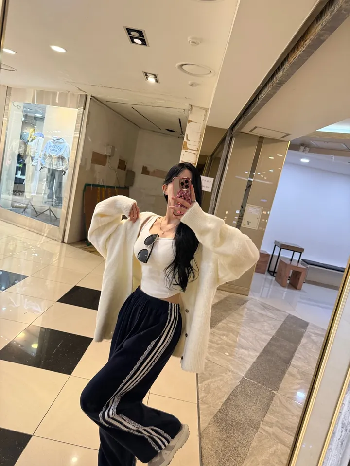 봄 레이스트랙 스트링팬츠 (소라/그레이/핑크/네이비/블랙) 레이스바지 와이드팬츠 트레이닝팬츠 트랙팬츠 상세 이미지 25
