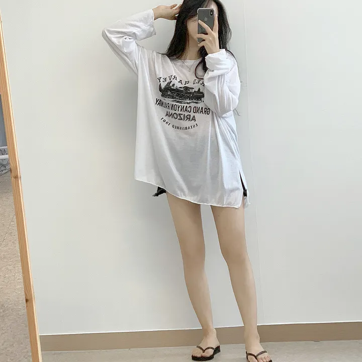 [내가찾던 박시여리핏!]여름긴팔 루즈핏 레터링 라운드 레일 긴팔t 2col 상세 이미지 15