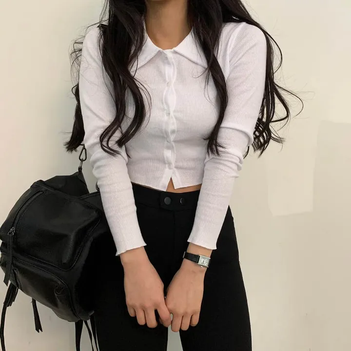 [가격실화?] 카라 크롭 단추 골지 가디건;3col 상세 이미지 10