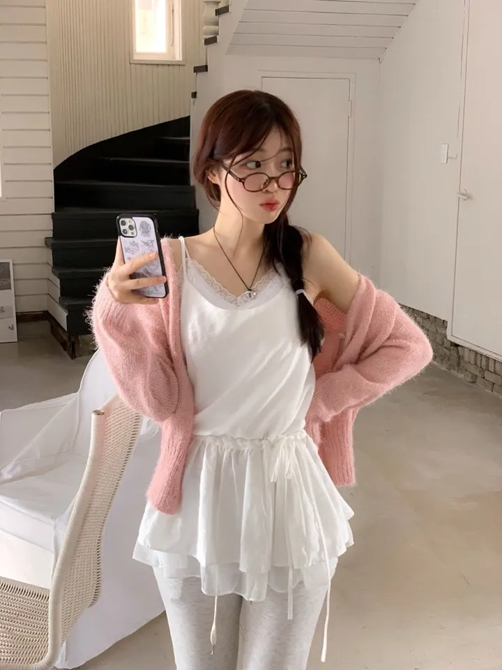 [캡내장O/스판좋아요/부드러워요]메이디 레이스 레이어드 슬림핏 슬리브리스 골지 캡나시 3color 상세 이미지 61