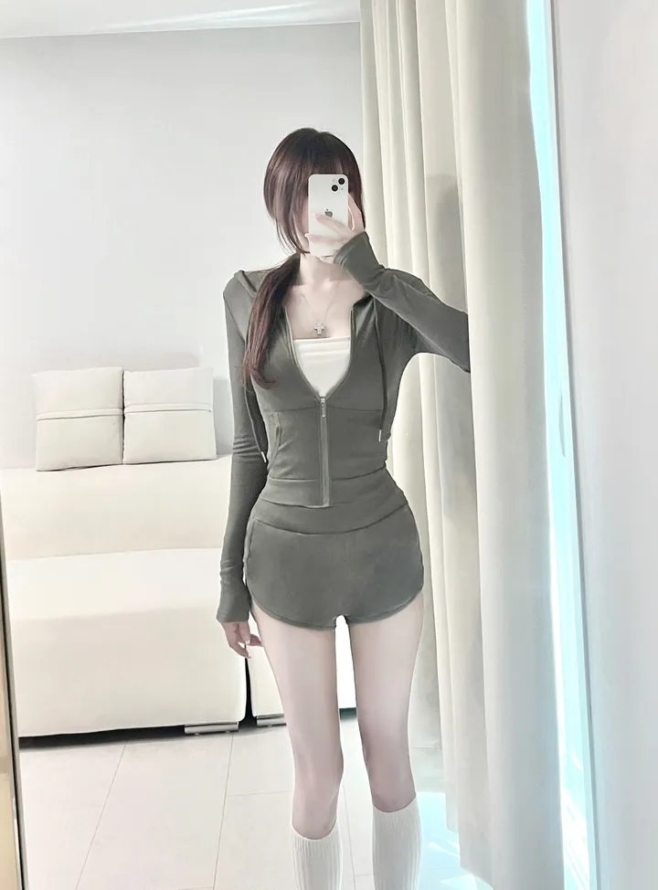 [허잘골넓핏] 슬림 트레이닝 후드집업 돌핀 팬츠 투피스 세트 (8color) 상세 이미지 15