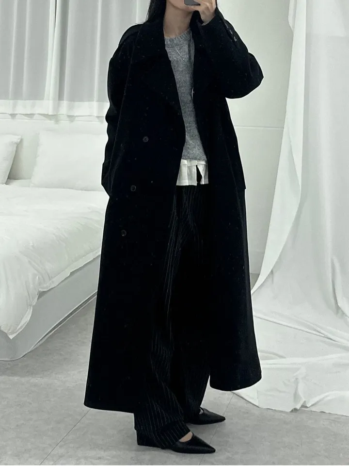 [Unisex] Mael maxi coat (3co) / 울 오버 루즈핏 누빔 안감 벨트 맥시 코트 상세 이미지 33