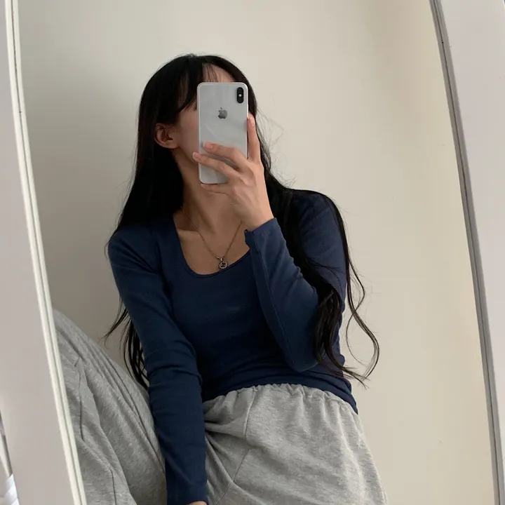 [기본템] 부드러운 U넥 긴팔티셔츠;4col 상세 이미지 14