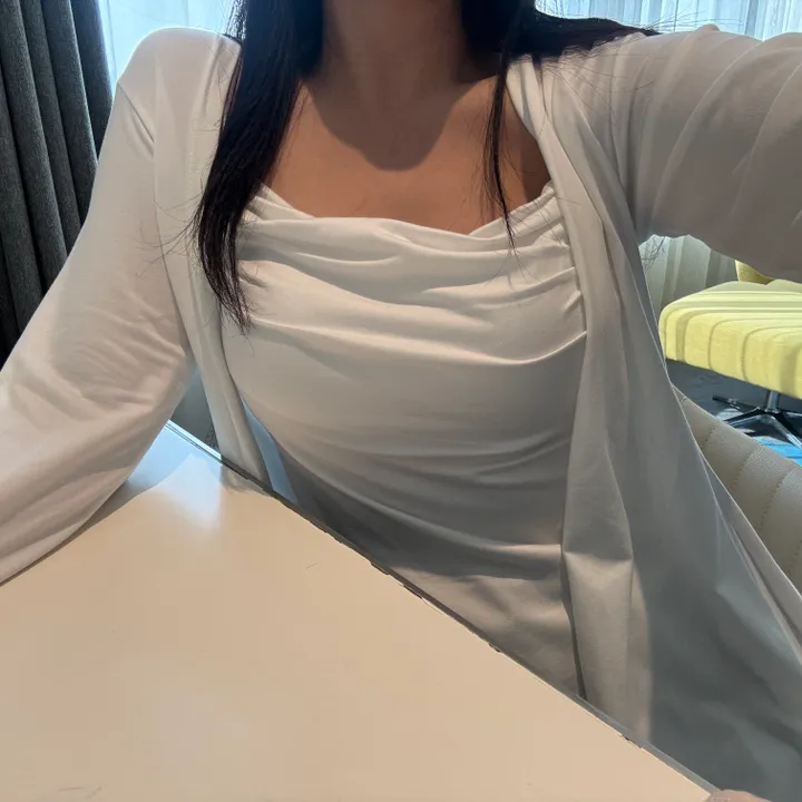[자체제작]촉촉 셔링 나시 가디건 세트 상세 이미지 46