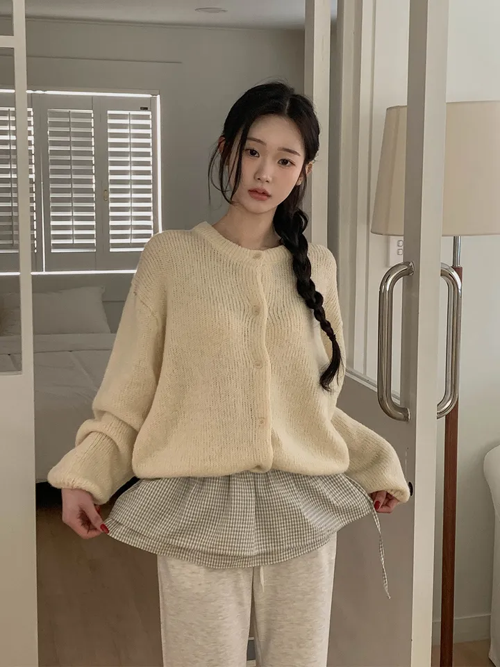 [울함유] 러버블 루즈핏 라운드넥 긴팔 가디건 4colors 상세 이미지 13