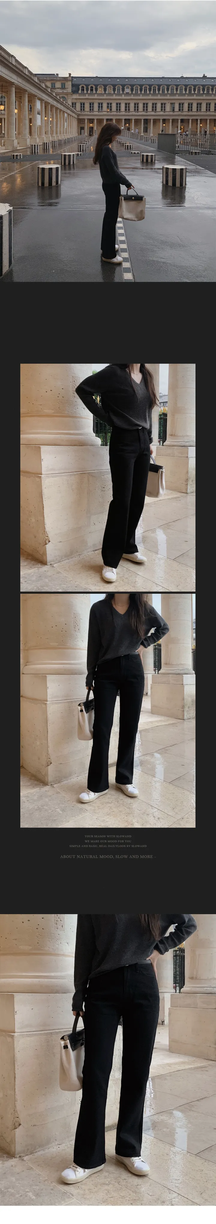[🖤핏보장] 프리미엄 세미부츠컷 블랙진 (+베이직/롱ver) - 4 size (SLOWMADE/자체제작/부츠컷/인생데님/난스판/키작녀바지/블랙데님/사이즈세분화) 상세 이미지 23