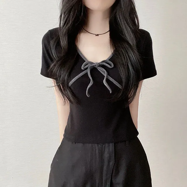 ラインバイカラーリボン半袖Tシャツ | ファッション通販サイト NUGU