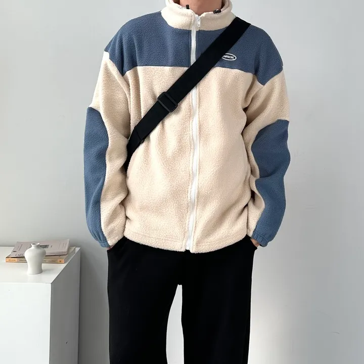 소프트 컬러블록 플리스 집업 자켓 후리스 점퍼 아우터 컬러블록오버핏플리스집업 상세 이미지 10