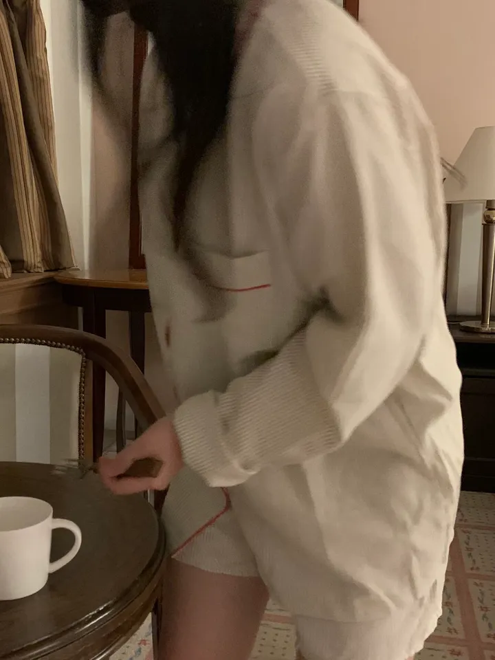 [커플잠옷][2000장돌파] timeless pajamas set 긴팔 반바지 잠옷 세트 베이지 상세 이미지 12