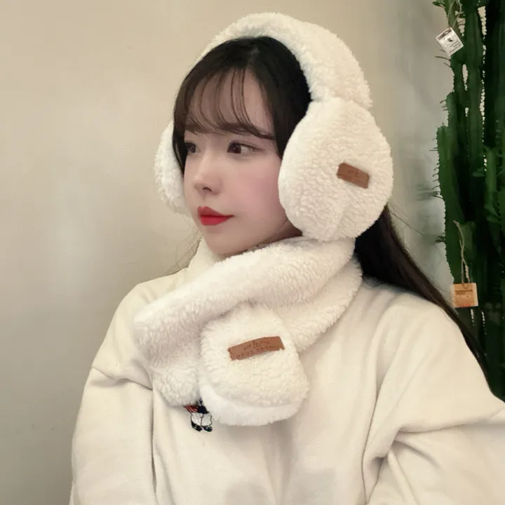 얼굴작아보여요🐑자체제작 스키장 모자 썰매장 양면착용 3컬러 귀도리 목도리 세트 머플러 귀마개 빅사이즈 겨울 포근 몽글몽글/ 상세 이미지 12