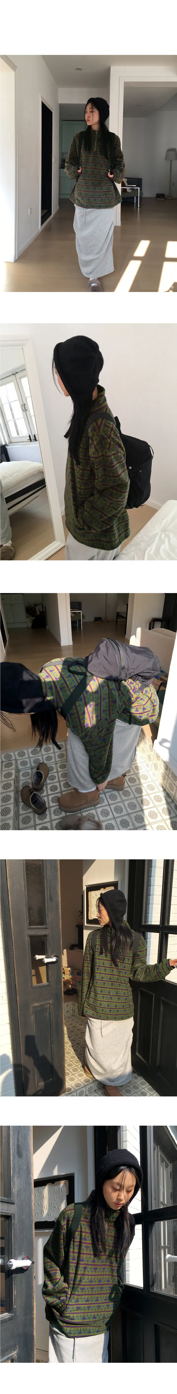 [컬러추가💙] 볼르 노르딕 패턴 후리스 하프 집업 상세 이미지 3