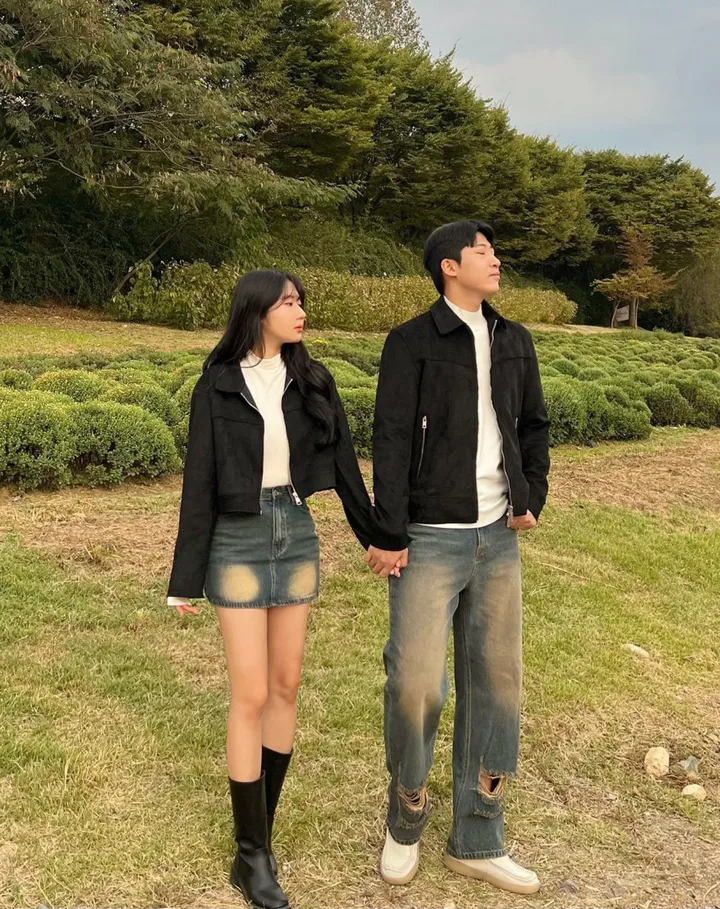 당일출고![단독/시밀러룩] 봄 가을 스웨이드 자켓 크롭 오버핏 워싱 청치마 청바지 커플룩 상세 이미지 27