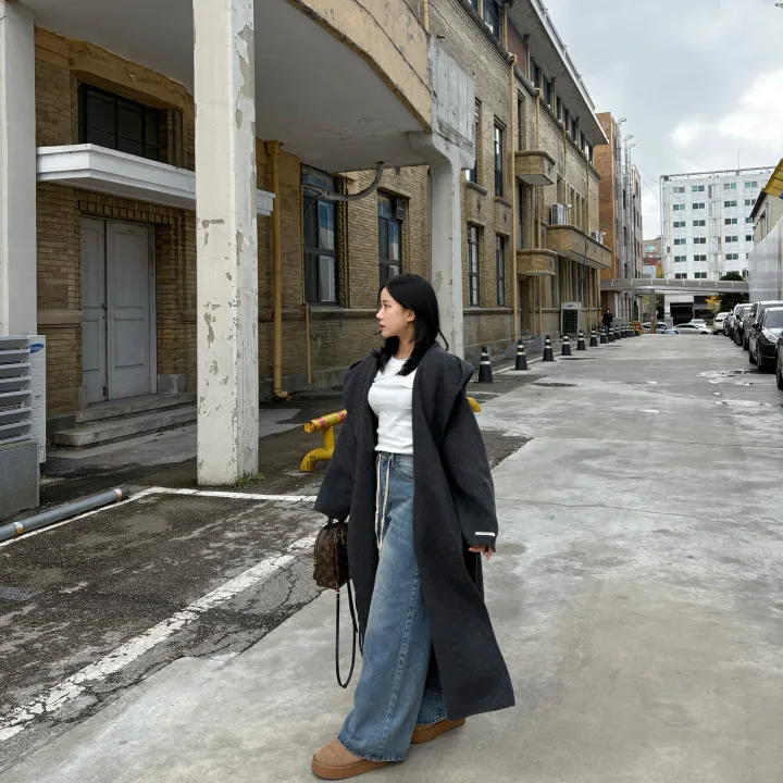 토토 후드 핸드메이드 울 롱 코트  *벨트,캐주얼,데일리,트임,따뜻 상세 이미지 15