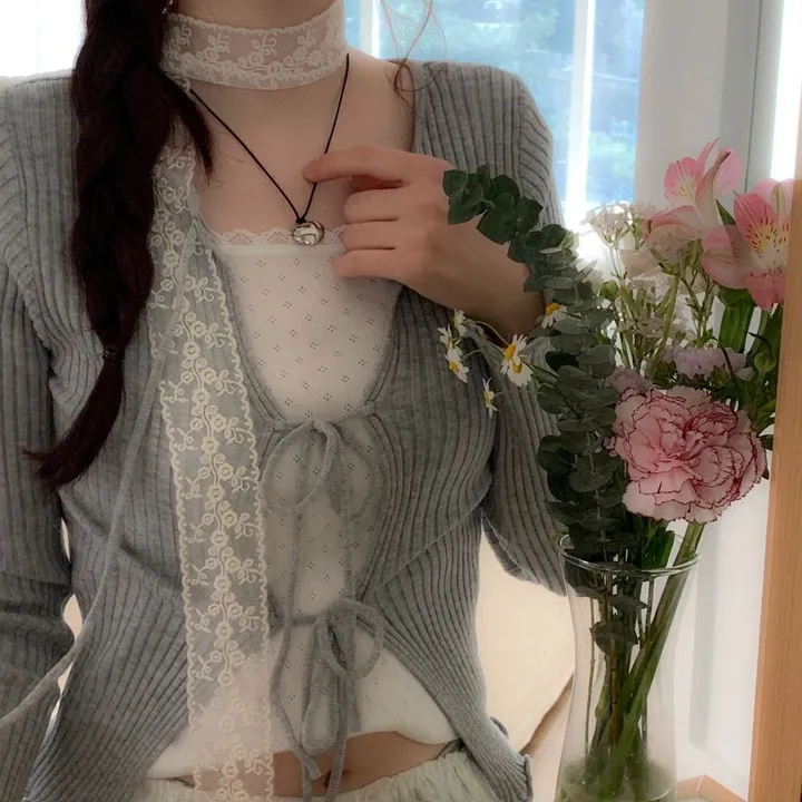 [리본스트랩ෆ허리쏘옥ෆ부드러워요]리제 여리 슬림핏 리본 트임 골지 니트 가디건 3color 상세 이미지 29