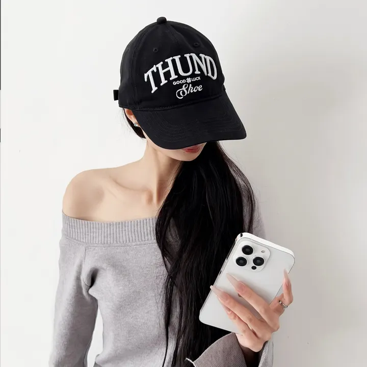 [🎁1+1 할인 💥💥국내제작🖤단독 디자인 돈워리 남녀공용 얼굴 커버 데일리 레터링 챙모자 단체모자 빈티지 자수 블랙핑크 APT아파트 무지 볼캡 모자 상세 이미지 6
