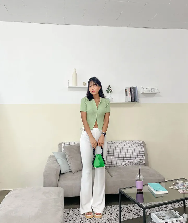 로투 지퍼 크롭티 / 골지 투웨이 빅사이즈 카라티 / 골지크롭티 주문폭주 인기상품 반팔티 지퍼가두개 집업니트 카라 상세 이미지 13