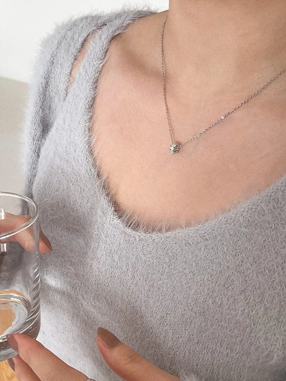 surgical steel cubic necklace 써지컬 스틸 큐빅 펜던트 목걸이 상세 이미지 5