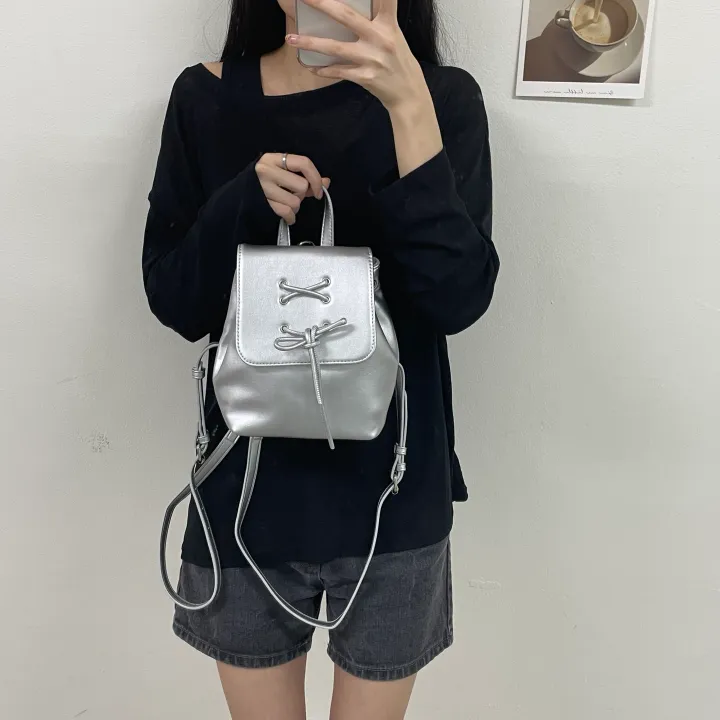 발레코어 리본 코르셋 체인 숄더 백팩 상세 이미지 2