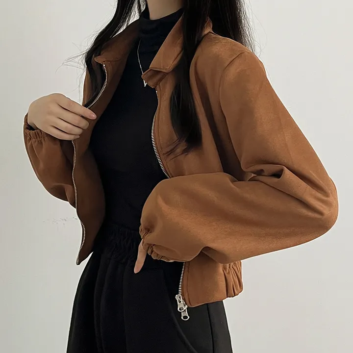 [봄재진행! *투웨이집업/빠른배송🤎스웨이드자켓,세무자켓,크롭아방핏 봄신상] 스웨이드투웨이점퍼 상세 이미지 3
