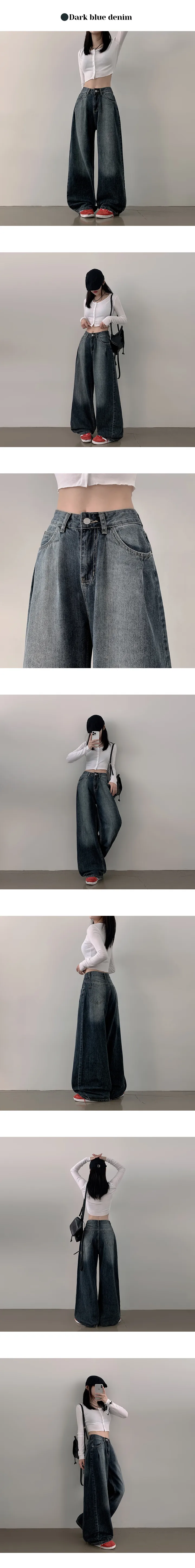[힙한핏!/y2k] 림프 하이웨스트 핀턱 워싱 데님 와이드 팬츠 (2color) 상세 이미지 19