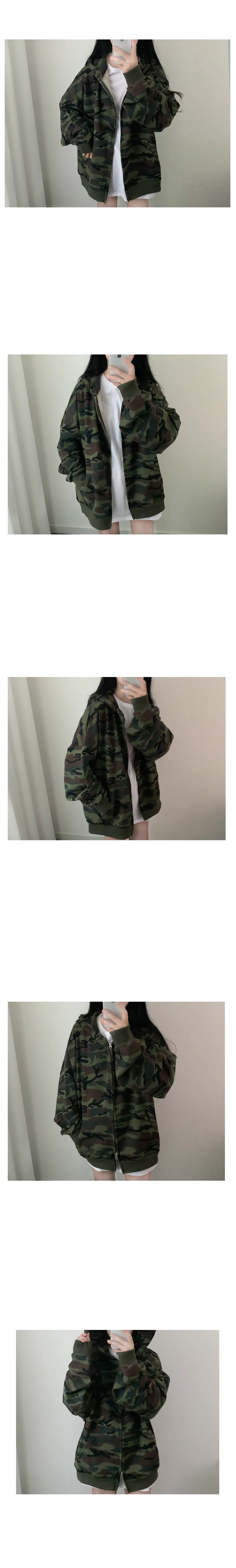 [3color] 뎁스 투웨이 국내생산 카모 오버핏 후드 집업 상세 이미지 1