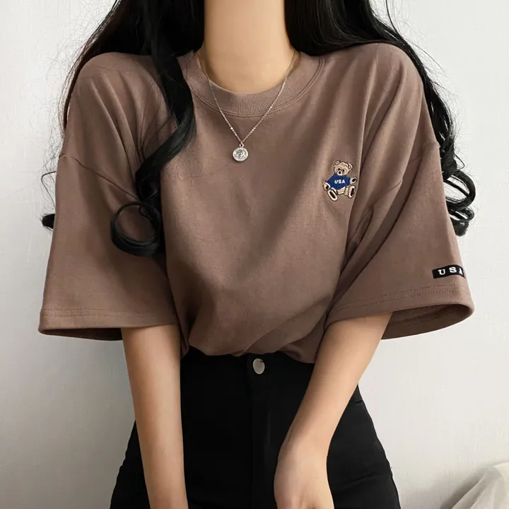 [예쁨/데일리] 베어 라벨 자수 오버핏 반팔티T 상세 이미지 30