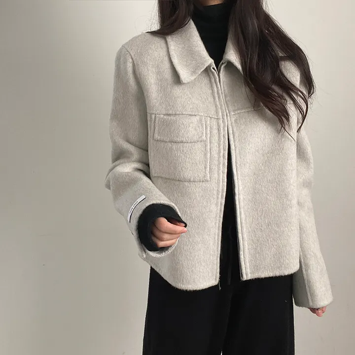 (오버핏,울100) 보들 데일리 핸드메이드 숏코트 상세 이미지 21