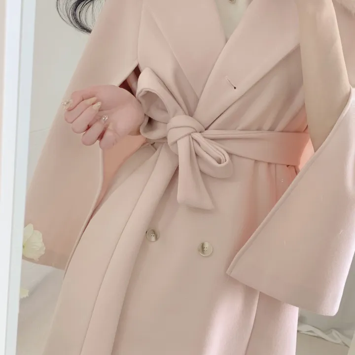 [롱케이프코트💗/고퀄보장✨] 롱VER. 알콩 울 캐시미어 폭스퍼 페이크퍼 밍크퍼 누빔안감 케이프 벨트 버튼 고급 우아 롱 판쵸 코트 망토 자켓 (4color) 연말룩 크리스마스 상세 이미지 12