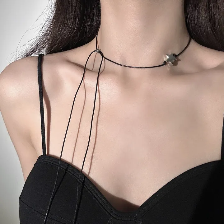 [당일발송]⭐ STAR ⭐빈티지 별 목걸이🖤원석 스타 디테일🖤 끈목걸이 봄 여름 물놀이 목걸이 상세 이미지 6