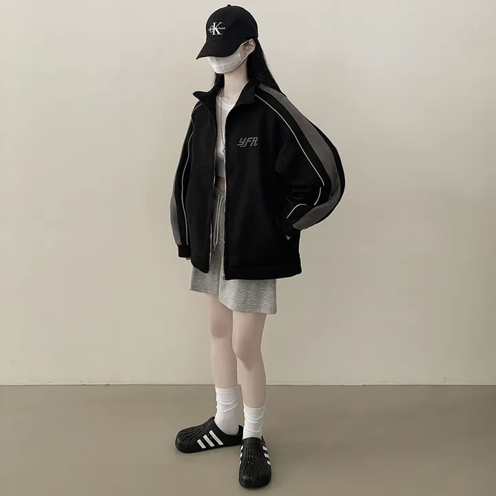 [보온력갑!/겨울까지] 스웨이드 하이넥 배색집업 오버핏 후리스자켓 점퍼 상세 이미지 21