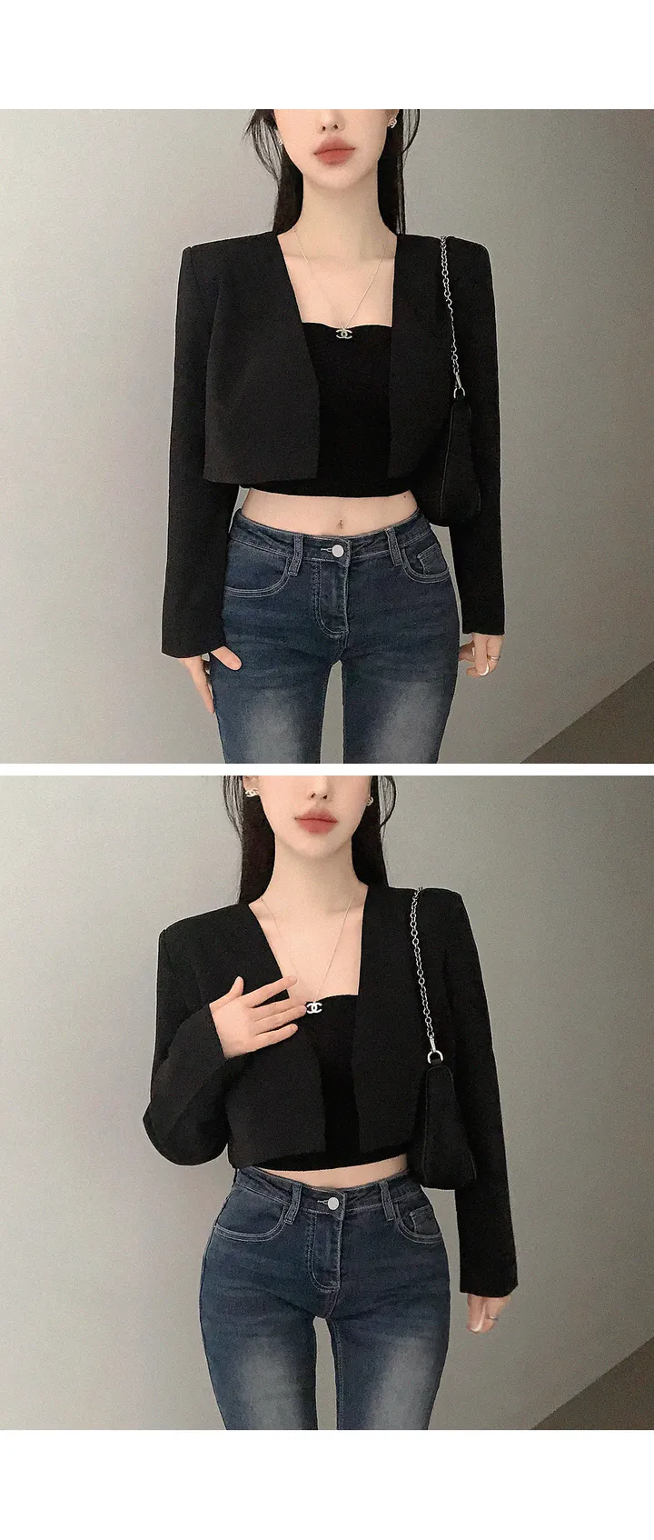 [🔥최저가🔥/완전깔끔한핏!!] 마티네 노카라 간절기 미니 크롭 자켓 봄자켓 봄아우터 봄옷 봄신상 상세 이미지 11
