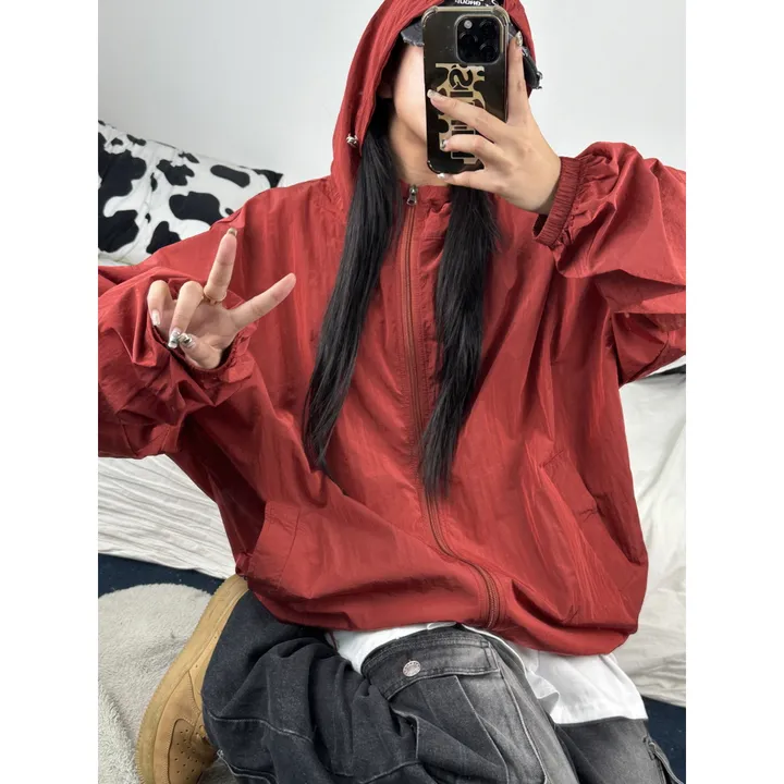 [재진행/UNISEX]고프 후드 루디 컬러 힙 윈드 집업 점퍼(chacoal,wine,blue) 상세 이미지 18