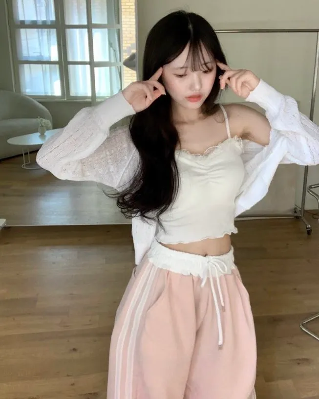 레이즈 줄point🩷 와이드핏 면 트레이닝 배색팬츠 pt -5col 상세 이미지 5