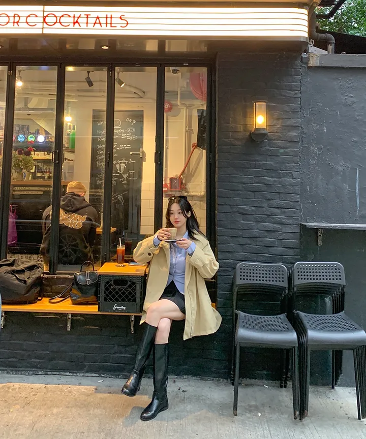 [귀욤아방핏🤎완전강츄] 하이넥 하프 숏 트렌치코트 오버핏 루즈핏 A라인 케이프 바바리 자켓 야상 점퍼 봄 가을 간절기 아우터 데일리룩 2COL 상세 이미지 43