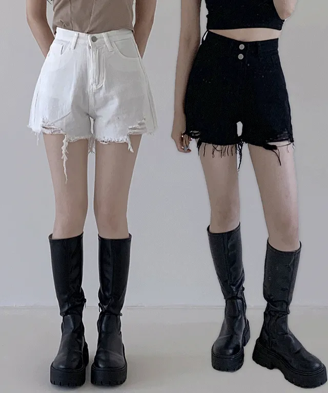 [갓성비] 스캇 데미지 하이웨스트 숏팬츠 반바지 - 2color