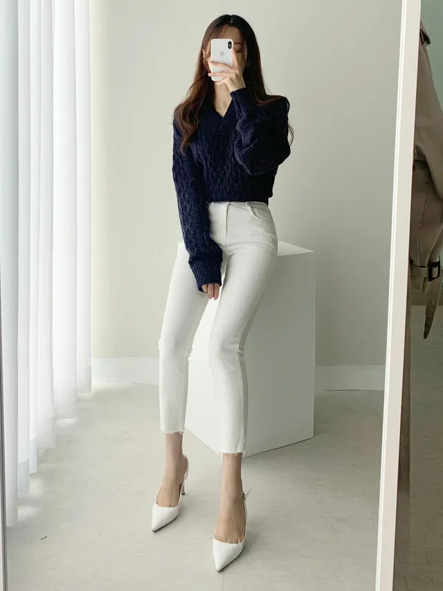 [빠른배송/1만장돌파] 스판굿 반하이 8부 일자 팬츠 면바지 화이트 블랙 베이지 상세 이미지 65