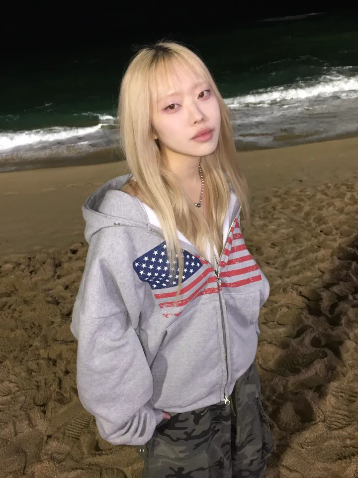 (기모ver) American flags cropped hooded zip-up [2color] 상세 이미지 15