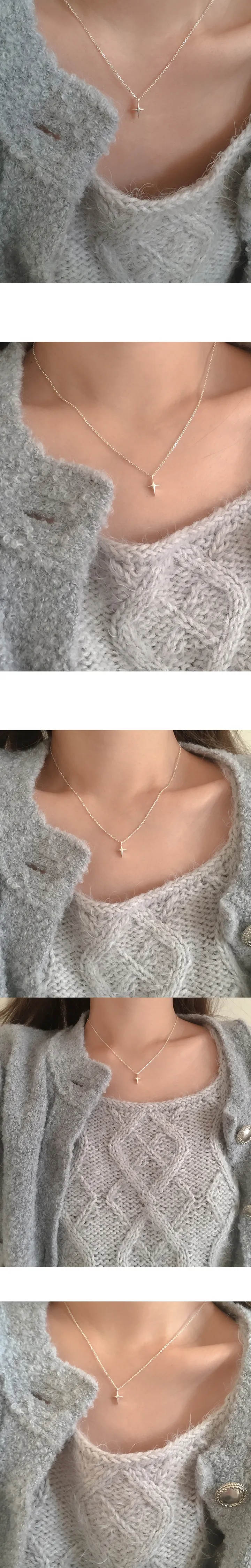 point cross necklace (silver925)(빠른출발) 실버 은 목걸이 크로스 별 펜던트 상세 이미지 2