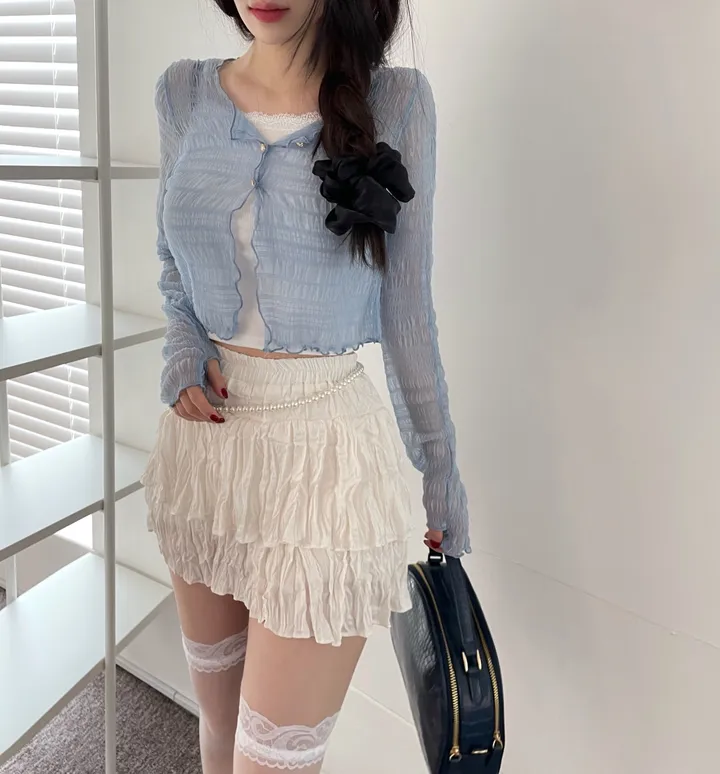 러핀 레이스 시스루 워머 가디건 상세 이미지 23