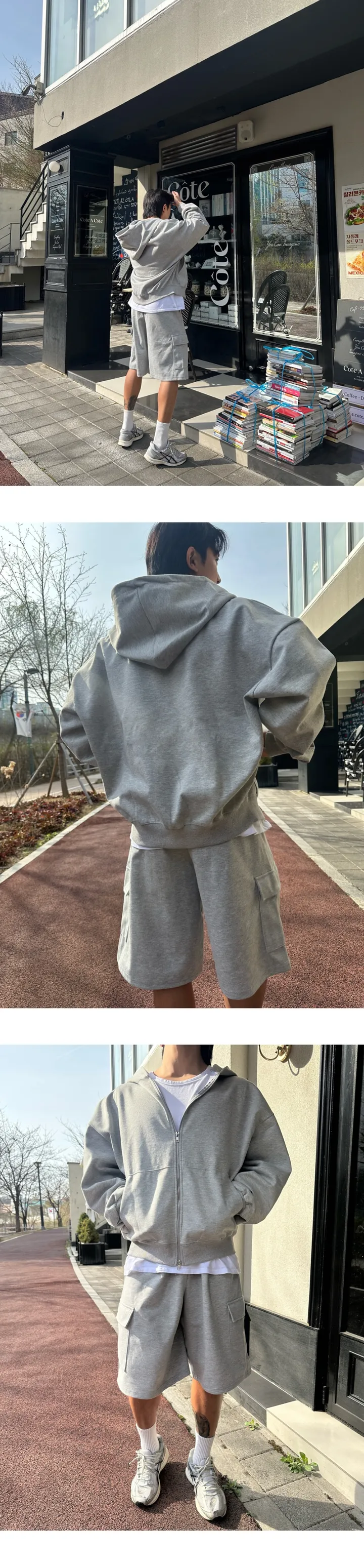 [SET할인][당일출고] 오버핏 후드집업 후드티 봄 여름 버뮤다 트레이닝 팬츠 세트 상세 이미지 12