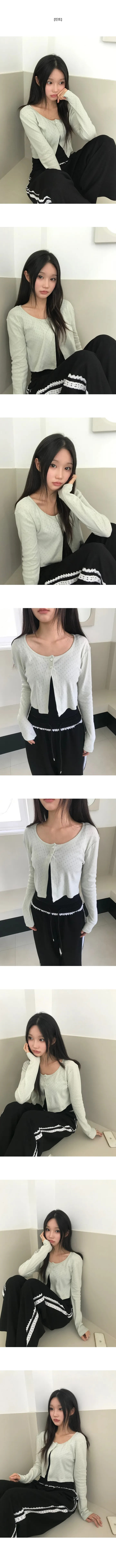 [여리핏보장🐰/간절기템] 프리티 플라워 펀칭 크롭 가디건 상세 이미지 7
