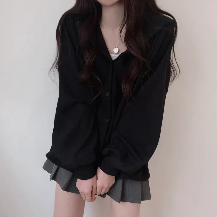 이맘때 필수! [여리한핏] 너무 귀여워 베이직 후드 단추 가디건 / 교복템추천 상세 이미지 11