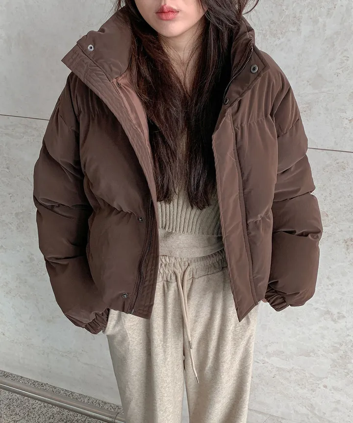 [묶음할인/누적1만🔥무광ver] 쏘힙!! 하이넥 숏 오버핏 크롭 레더 패딩 루즈핏 매트 가죽 점퍼 숏패딩 크롭패딩 레더패딩 가죽패딩 5COL 상세 이미지 8