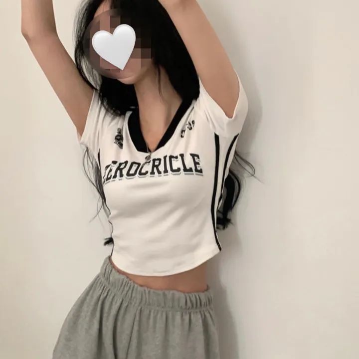 [찐만족도100%🤍] 블록코어 져지 배색 레터링 스트릿 크롭 반팔티셔츠 - 6color 상세 이미지 14