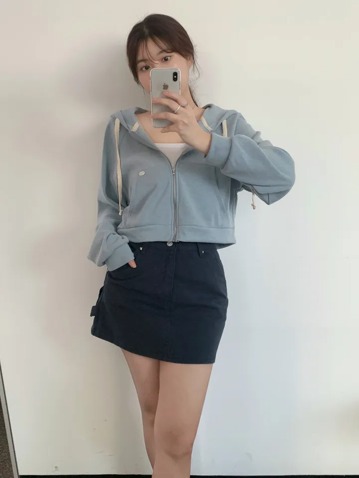 멜라운지 아크 후드 점퍼 mellounge 3col 레이스끈 패치 포인트 숏 러블리 파스텔 크롭 자켓 봄 상세 이미지 18
