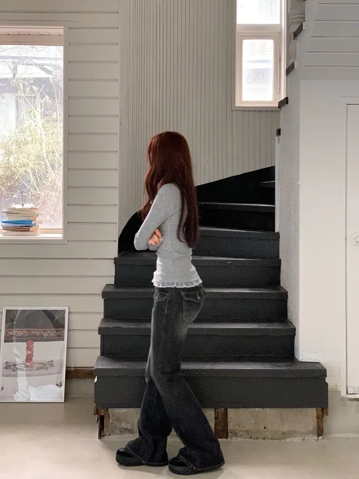 [-3kg🤍여리말라핏]사브리나 여리 레이스 레이어드 프릴 텐션 슬림핏 보트 라운드넥 롱슬리브 티셔츠 4color 상세 이미지 52