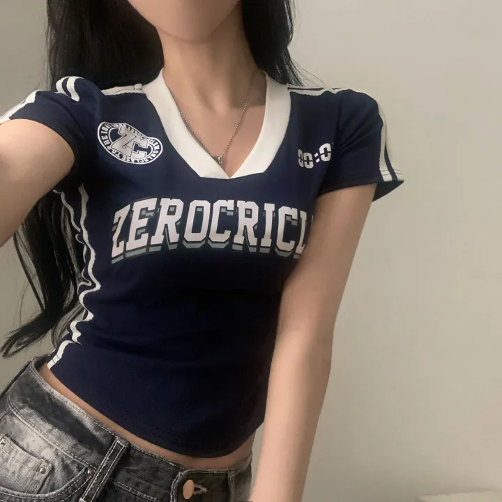 [찐만족도100%🤍] 블록코어 져지 배색 레터링 스트릿 크롭 반팔티셔츠 - 6color 상세 이미지 3